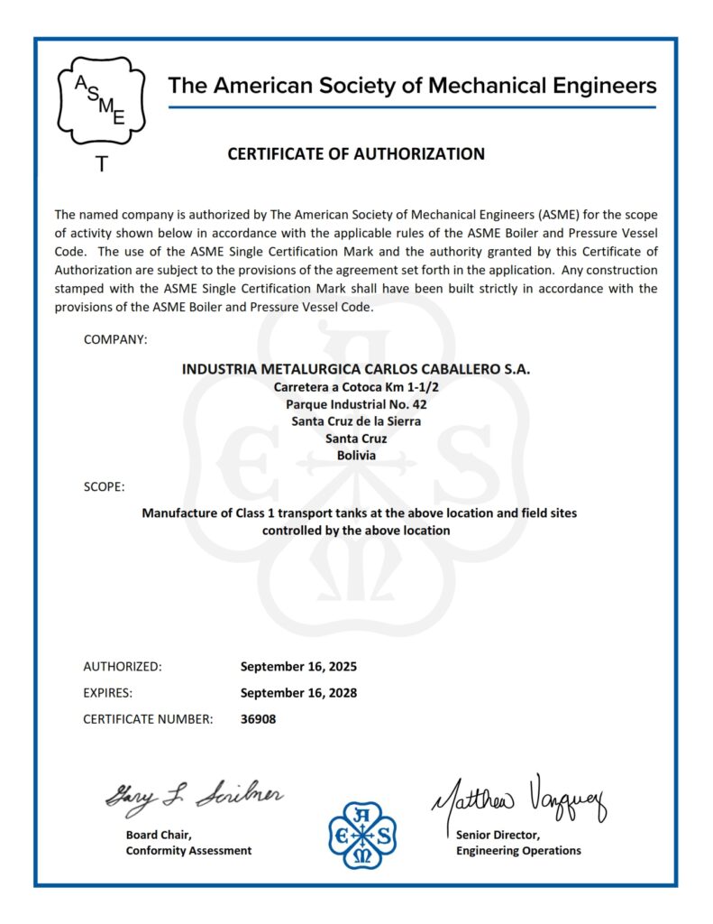 STAMP ASME T TRANSPORTABLE TANKS
