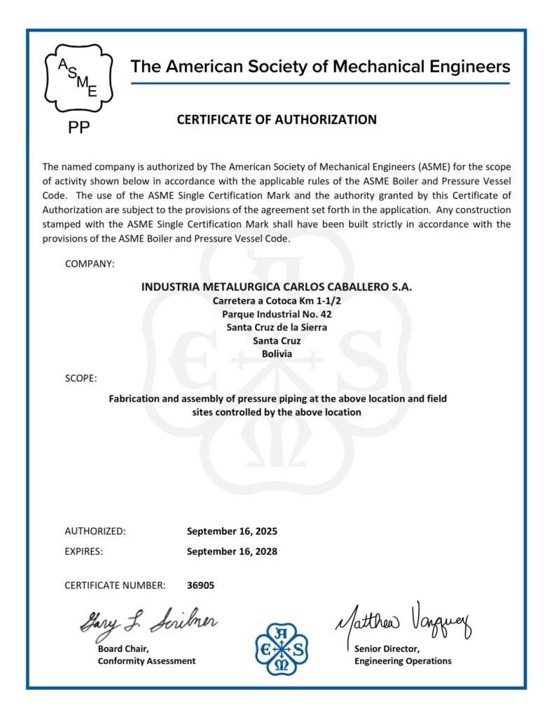 STAMP ASME PP PRESSURE PIPING